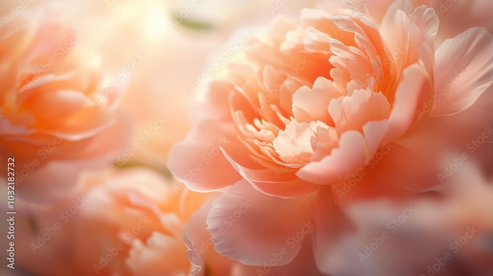 Soft Peach Peony Flower Close-Up Soft Peach Peony Flower Close-Up