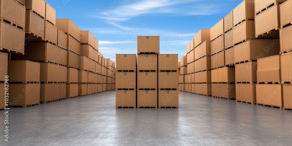 Obraz premium Vast Storage Area with Shipping Containers in Rows