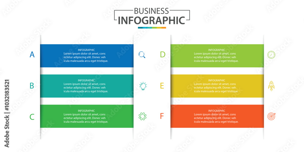 Business infographic design template with 6 options, steps or processes. Business infographic design template with 6 options, steps or processes.