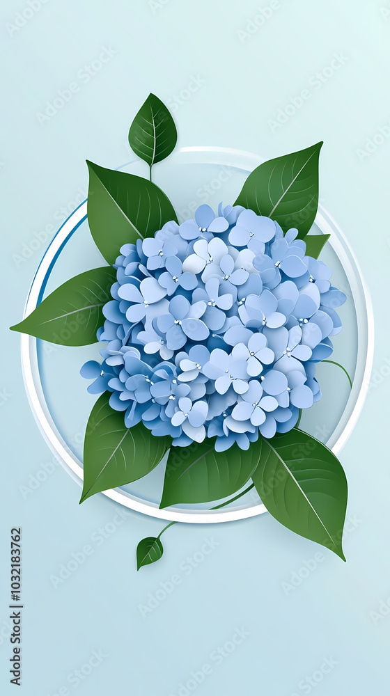 hydrangea flowers logo 3d vector papercut hydrangea flowers logo 3d vector papercut