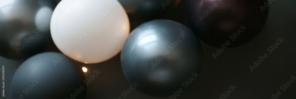 Elegant Dark-Themed Christmas Disco Ball Balloons in Low Light Elegant Dark-Themed Christmas Disco Ball Balloons in Low Light