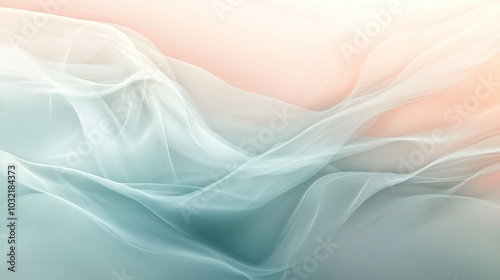 Abstract background with flowing light blue and peach colored fabric.