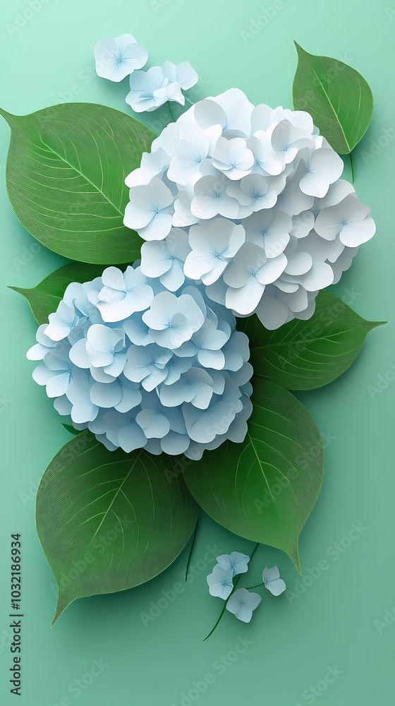 hydrangea flowers logo 3d vector papercut hydrangea flowers logo 3d vector papercut