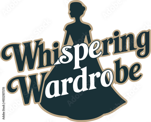 Flat design clothing logo in the style of typography named Whispering Wardrobe. Generative AI,