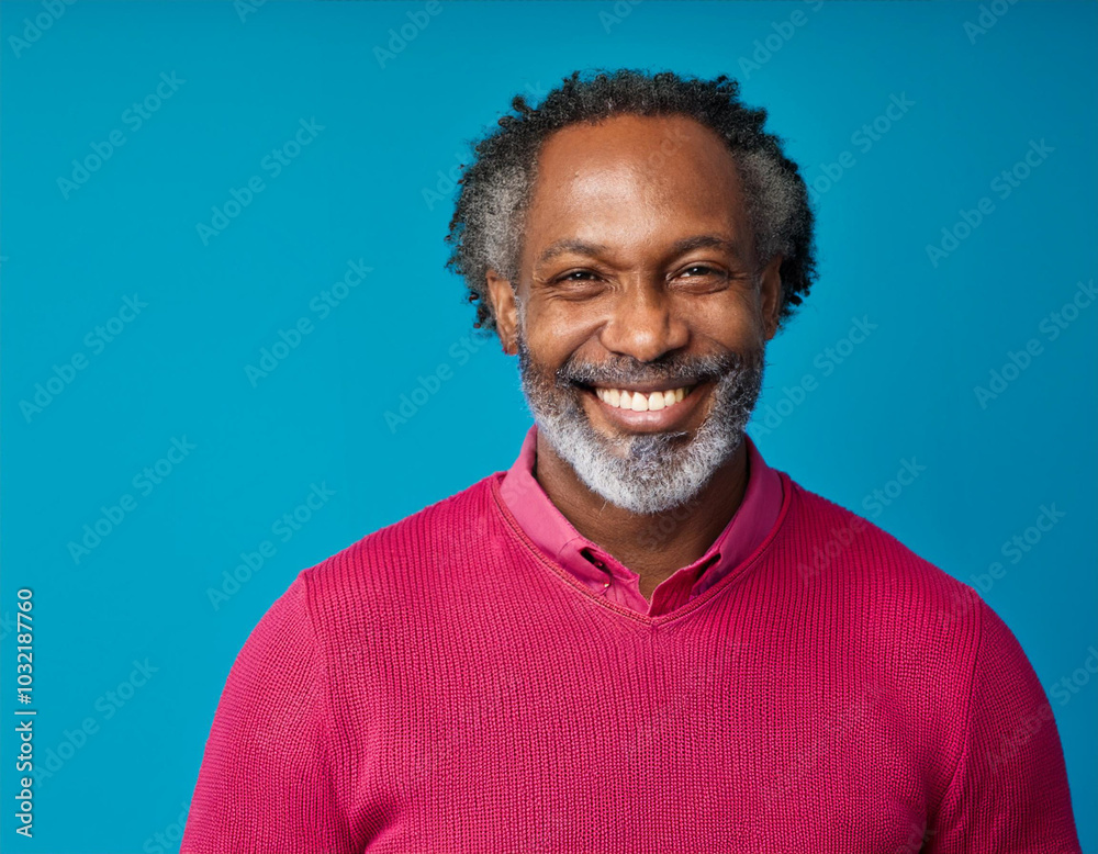 Headshot Portrait of a Smiling Mature Man with Contemporary Style, Isolated on Color Background with Ample Copy Space Headshot Portrait of a Smiling Mature Man with Contemporary Style, Isolated on Color Background with Ample Copy Space