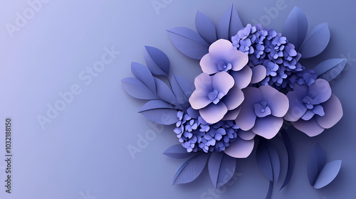 hydrangea flowers logo 3d vector papercut