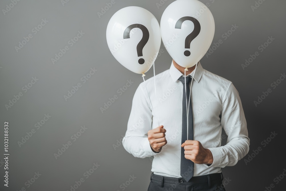 Question marks, finding solution or search for answer, solving problem or curiosity, questionnaire, FAQ or uncertainty concept, doubtful businessman holding question marks balloon look for, Generative Question marks, finding solution or search for answer, solving problem or curiosity, questionnaire, FAQ or uncertainty concept, doubtful businessman holding question marks balloon look for, Generative