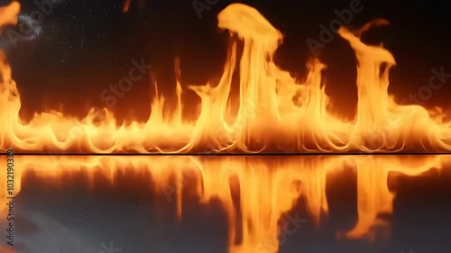 Wallpaper Mural Flames reflecting on a dark surface, fiery intensity. Energy and danger concept. Torontodigital.ca