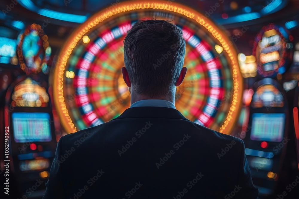 Life depend on luck, fortune wheel randomness, chance and opportunity to get new job, investment winning or gambling concept, excite businessman looking at spinning fortune wheel waiting for, Generati Life depend on luck, fortune wheel randomness, chance and opportunity to get new job, investment winning or gambling concept, excite businessman looking at spinning fortune wheel waiting for, Generati