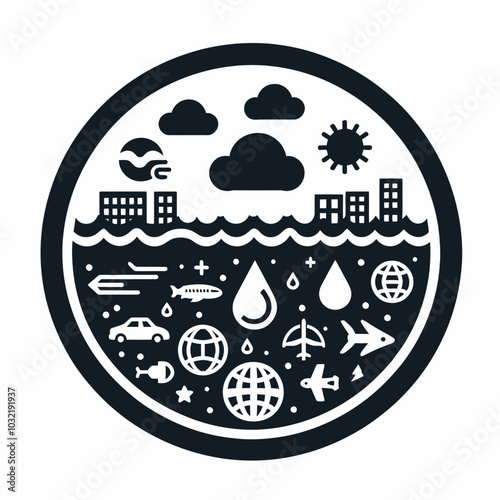Ozone layer depletion symbol. icon set