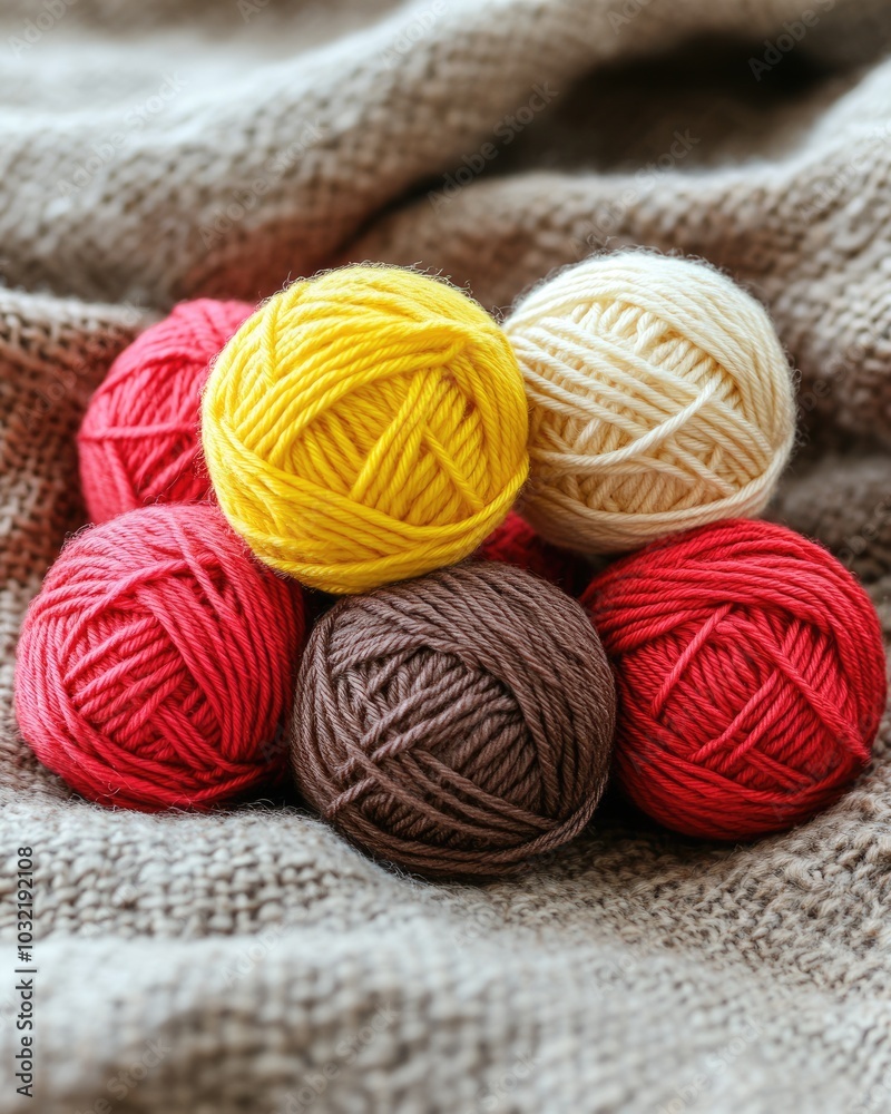 Vibrant Thread Balls: Creative Knitting Hobby with Assorted Colors