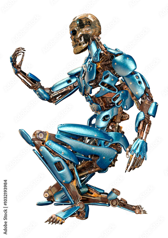 3D Rendering Male Robot on White 3D Rendering Male Robot on White