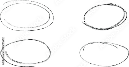 Hand drawn oval line .Ellipse line graphic design . Noise dispersion grungy oval logo. Doodle bubbles set .Elliptical element  .Grunge element vector.Scribble one line oval.Elliptical highlight.