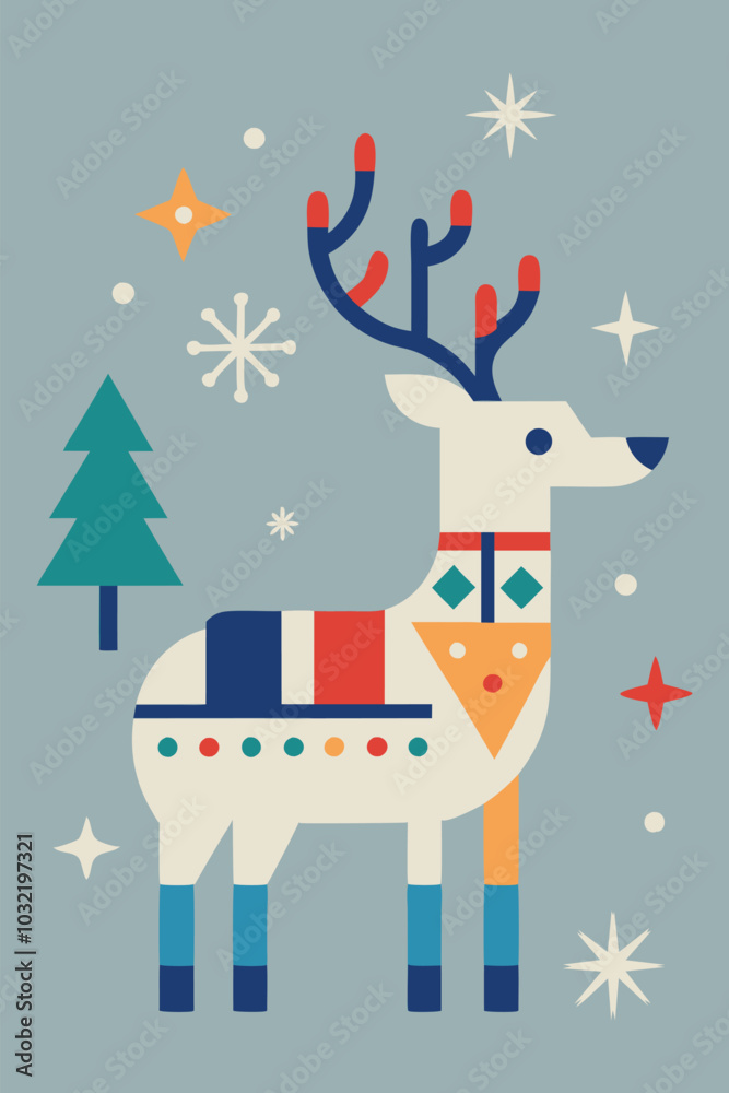 Fototapeta premium A Scandinavian reindeer folk art.