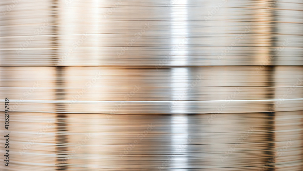 Close-up of stacked metal coils with brushed silver and bronze finish. Close-up of stacked metal coils with brushed silver and bronze finish.