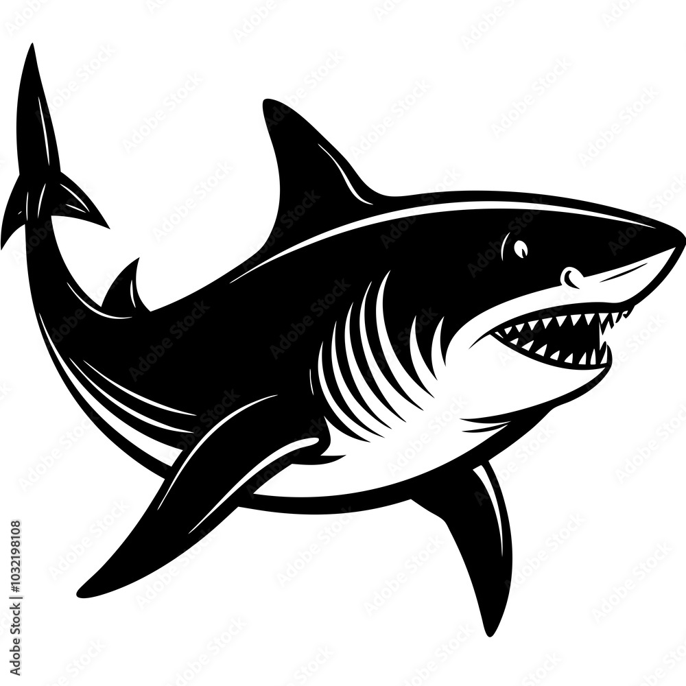 Fototapeta premium shark cartoon isolated on white