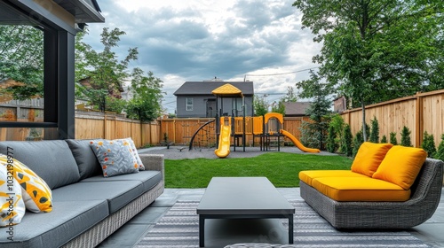 Outdoor Patio with Backyard Playground
