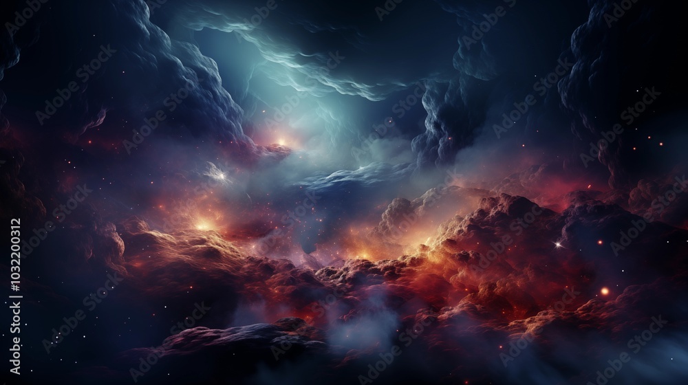 Naklejka premium Nebula in deep space with stars.