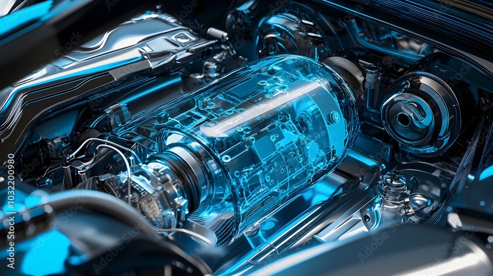 Intricate Fuel Cell System of a Hydrogen-Powered Car with Clean,Modern Design for Sustainable Intricate Fuel Cell System of a Hydrogen-Powered Car with Clean,Modern Design for Sustainable