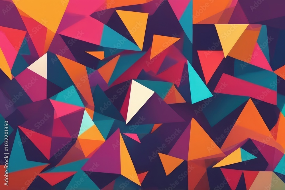 Colorful Geometric Abstract Pattern with Vibrant Triangles and Quadrilaterals Colorful Geometric Abstract Pattern with Vibrant Triangles and Quadrilaterals