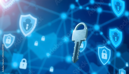 Passkey Technology Security concept - Securing digital access through the use of passkeys, which replace traditional passwords with cryptographic keys