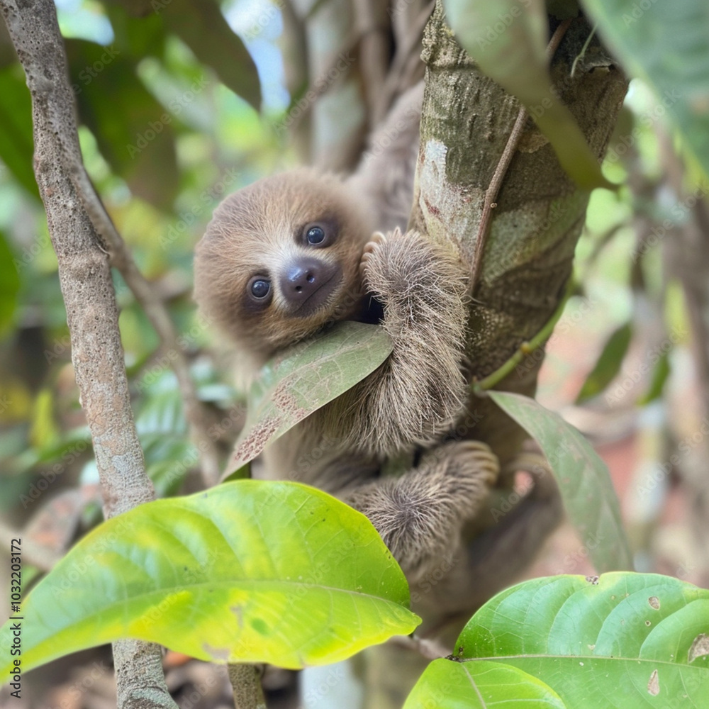 Fototapeta premium Baby Sloth in Tree in Costa Rica