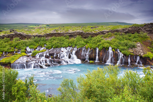Hraunfossar - series of wat...