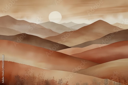 Tranquil Rolling Hills Bathed in Golden Light at Sunset