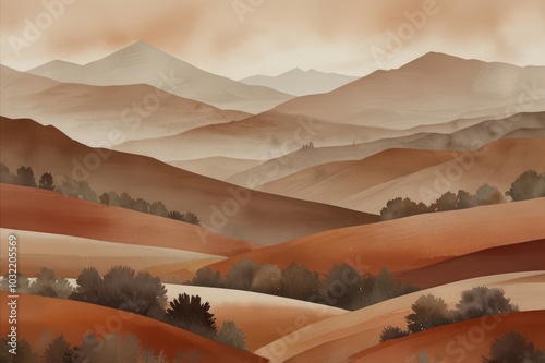 Tranquil Rolling Hills Bathed in Golden Light at Sunset
