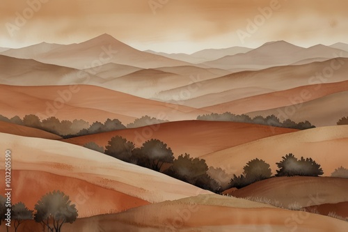 Tranquil Rolling Hills Bathed in Golden Light at Sunset