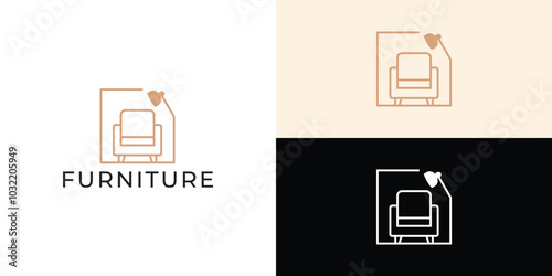 Furniture Logo. Interior Sofa Chair. Furnishing Interior Logo Design Template.