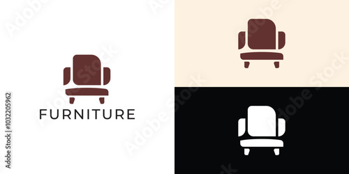 Furniture Logo. Interior Sofa Chair. Furnishing Interior Logo Design Template.