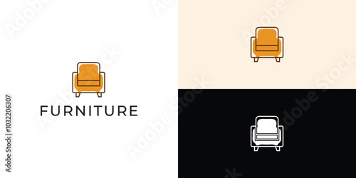 Furniture Logo. Interior Sofa Chair. Furnishing Interior Logo Design Template.