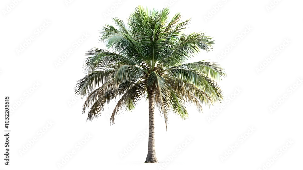 Detailed Tropical Palm Tree on Clean White Background Perfect for Product Mockups Detailed Tropical Palm Tree on Clean White Background Perfect for Product Mockups