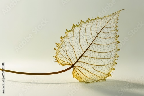 Delicate Skeleton Leaf on Light Background - Natural Vein Structure in Minimalist Style