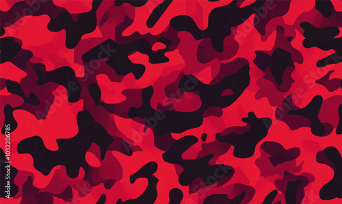 Red military camouflage seamless pattern background banner. Camouflage pattern background. Vector illustration.