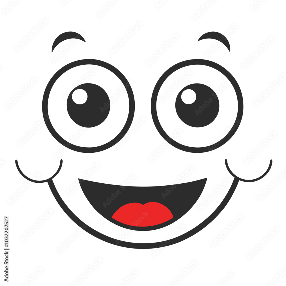 Cheerful Cartoon Face Vector Design with Wide Smile. Cheerful Cartoon Face Vector Design with Wide Smile.