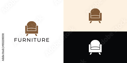 Furniture Logo. Interior Sofa Chair. Furnishing Interior Logo Design Template.