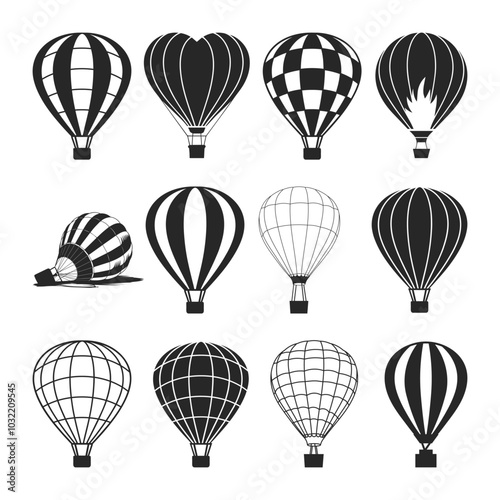 Hot air balloon silhouette vector illustration. Hot air balloon SVG