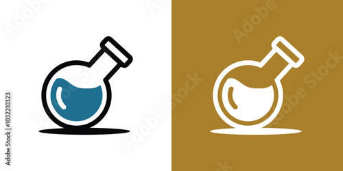Laboratory beaker logo. Lab flask logo.