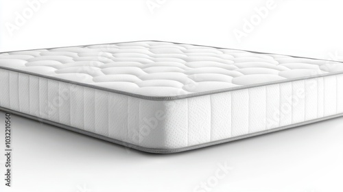 A mattress clipart, bedroom essential, realistic 3D render, soft texture, isolated on white background