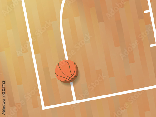 Daily A007 Basketball and basketball court  horizontal shows the corner of court vector illustration graphic EPS 10
