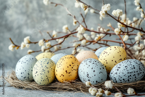 Easter themed background image with copy space photo