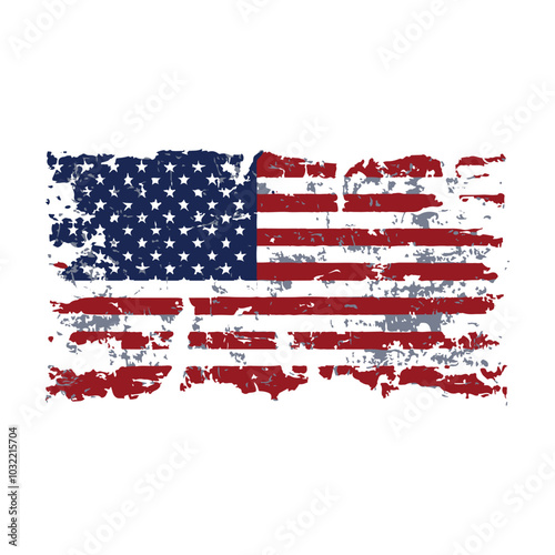 Grunge style American flag destroyed USA flag