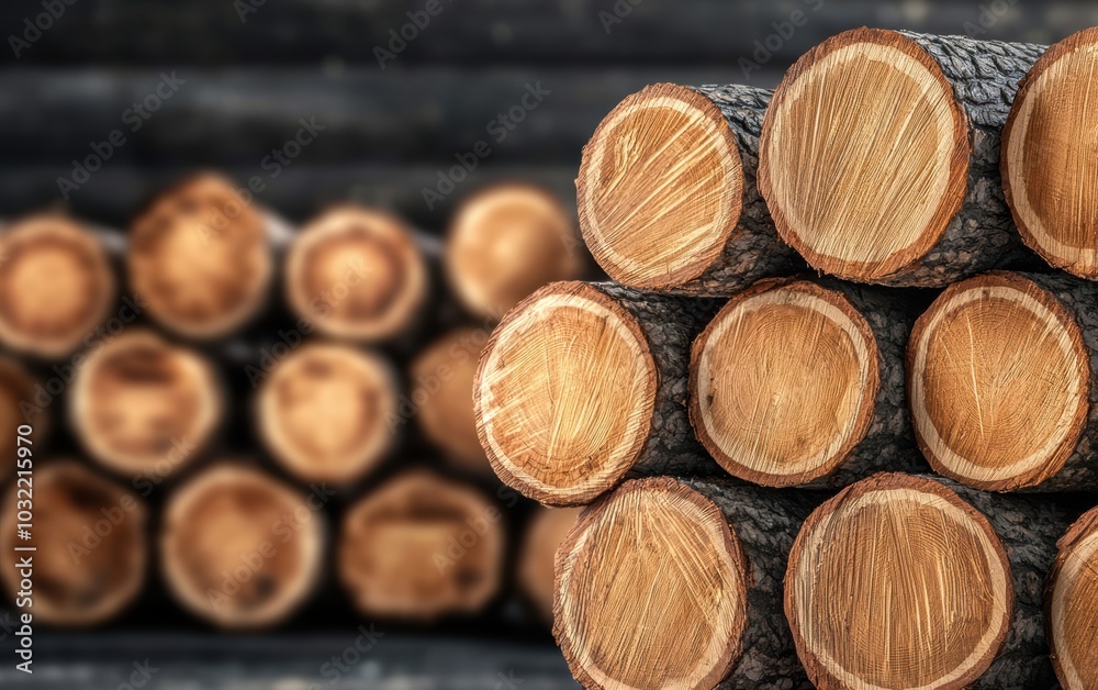 A close-up of freshly cut logs stacked in an orderly fashion, showcasing the natural texture and pattern of wood. Ideal for nature and industrial themes. A close-up of freshly cut logs stacked in an orderly fashion, showcasing the natural texture and pattern of wood. Ideal for nature and industrial themes.