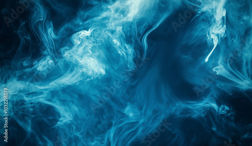 Abstract Blue Fluid Marble Texture with Swirling Waves and Cosmic Elements for Modern Design Background