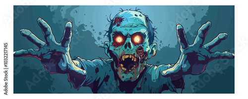 Zombie with outstretched arms. Vector flat isolated.