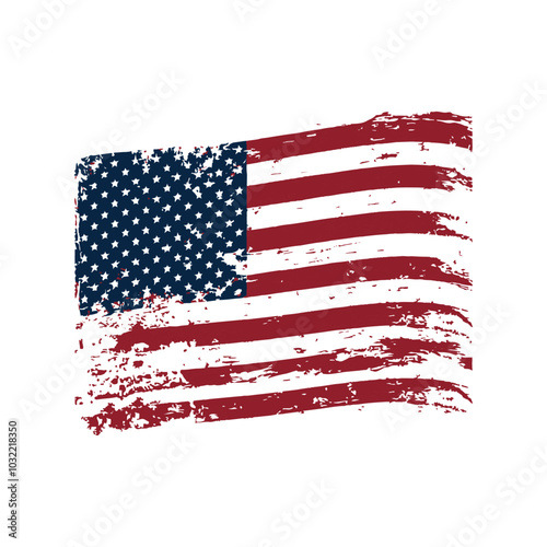 Grunge style American flag destroyed USA flag