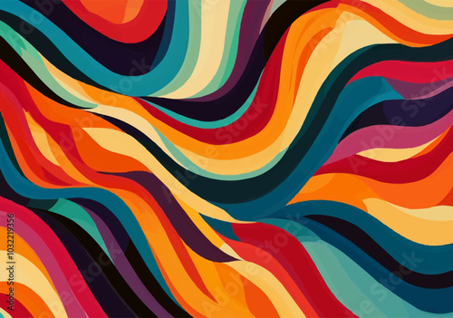 Vibrant retro abstract wave pattern