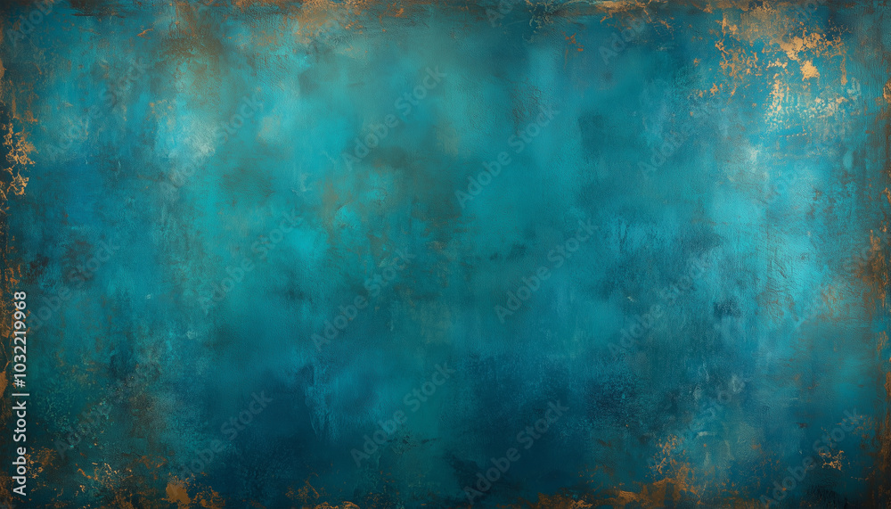 Fototapeta premium Weathered Abstract Blue and Gold Background with Rich Patina and Textured Surface Creating a Rustic Artistic Design